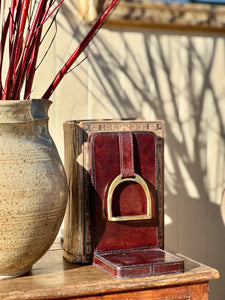 Pair of Leather & Brass Stirrup Bookends