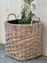 Load image into Gallery viewer, Large Lined Cane Planter Basket
