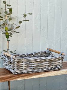Small Wooden Handle Cane Tray