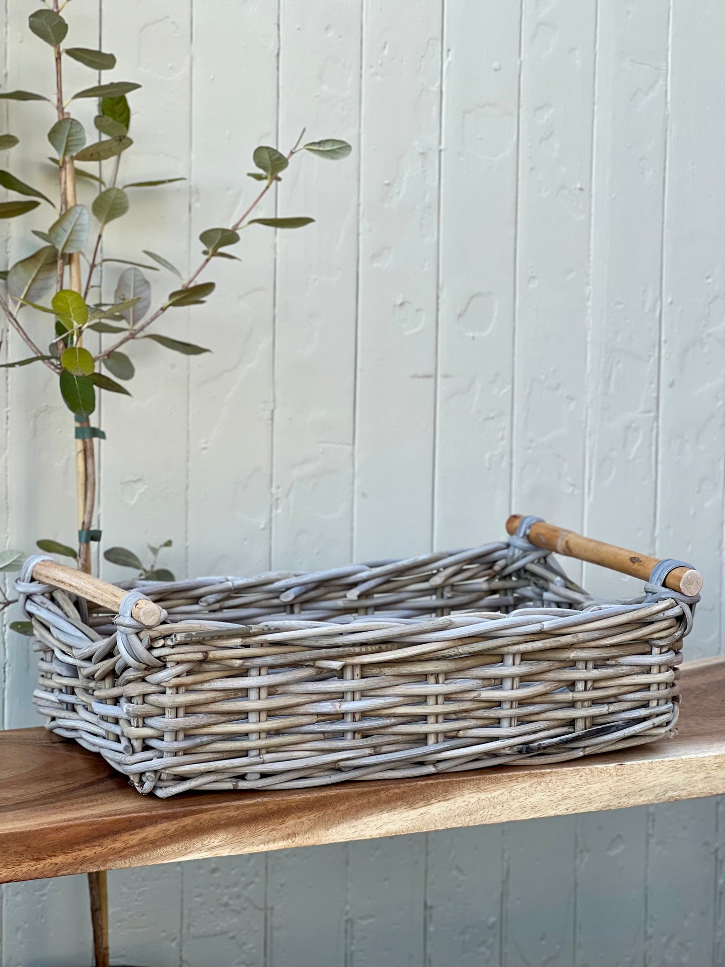 Small Wooden Handle Cane Tray