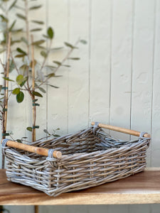 Small Wooden Handle Cane Tray