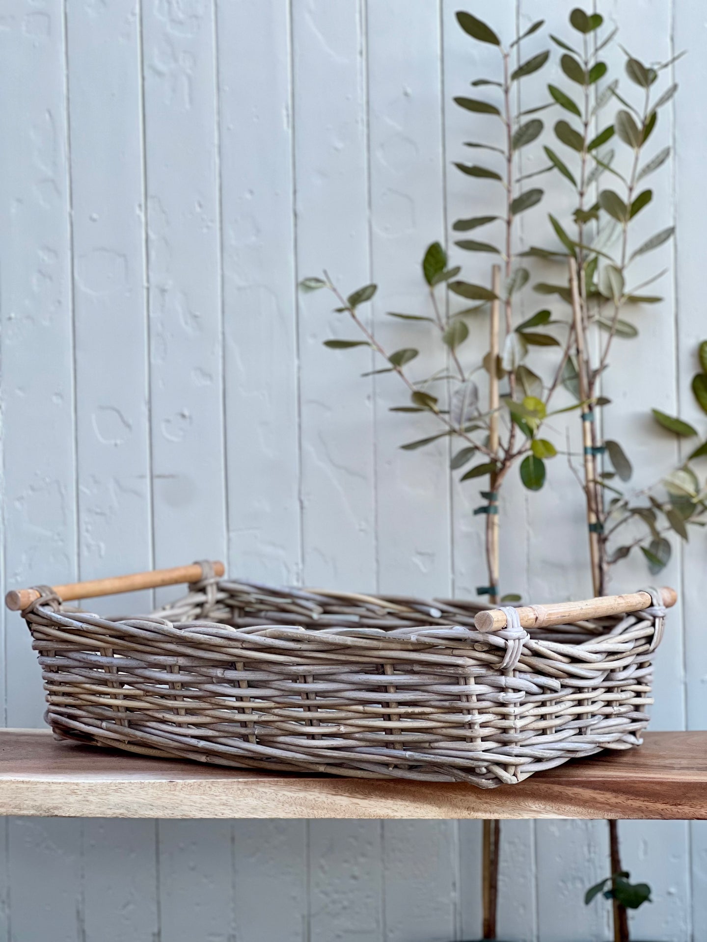 Medium Wooden Handle Cane Tray
