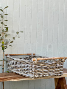Large Wooden Handle Cane Tray