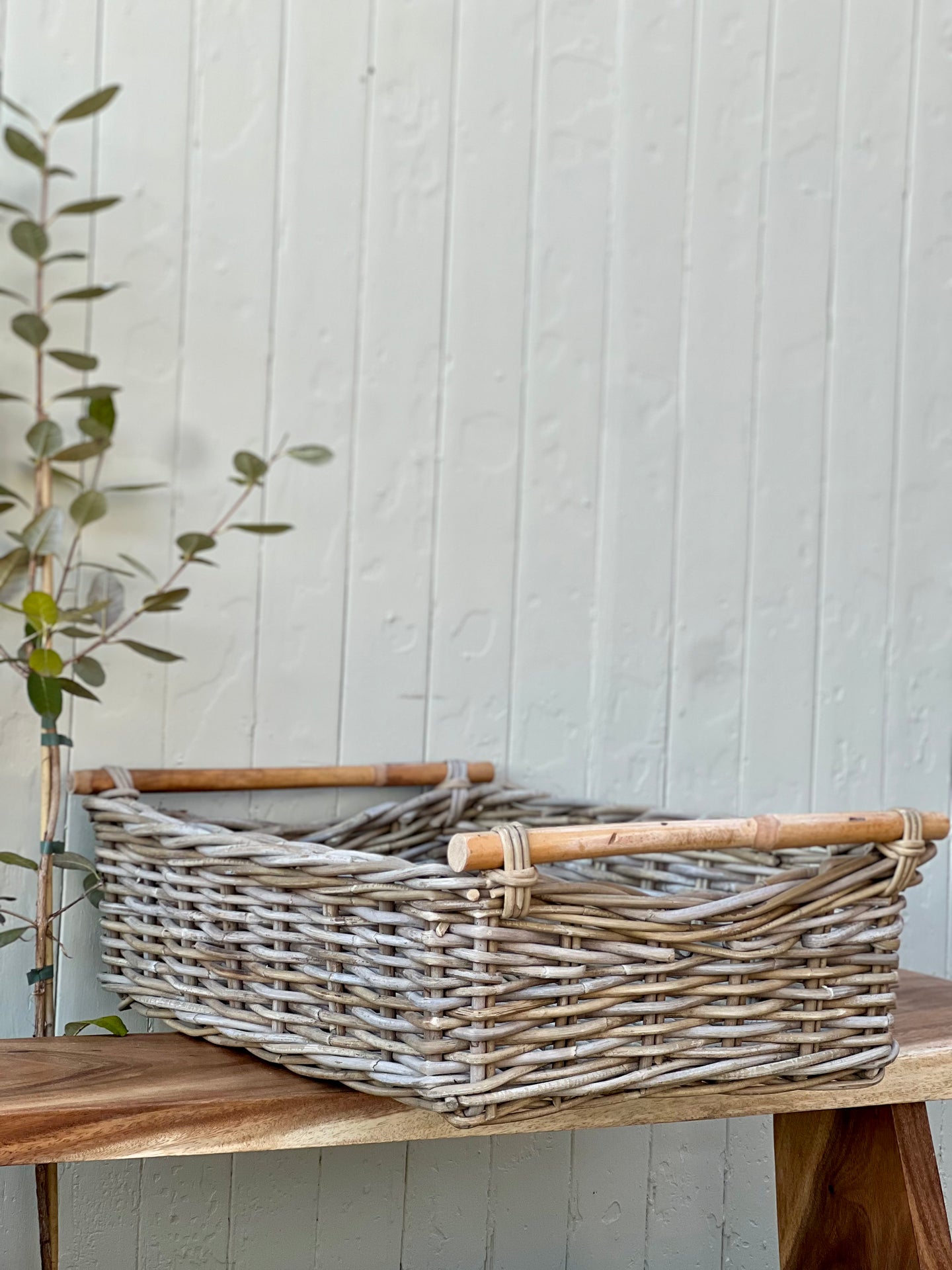 Large Wooden Handle Cane Tray