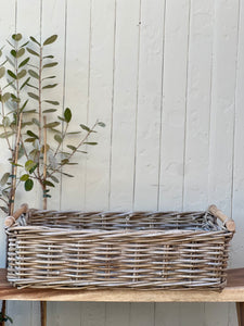 Large Wooden Handle Cane Tray