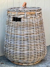Load image into Gallery viewer, Lidded Cane Laundry Hamper
