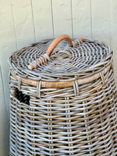 Load image into Gallery viewer, Lidded Cane Laundry Hamper
