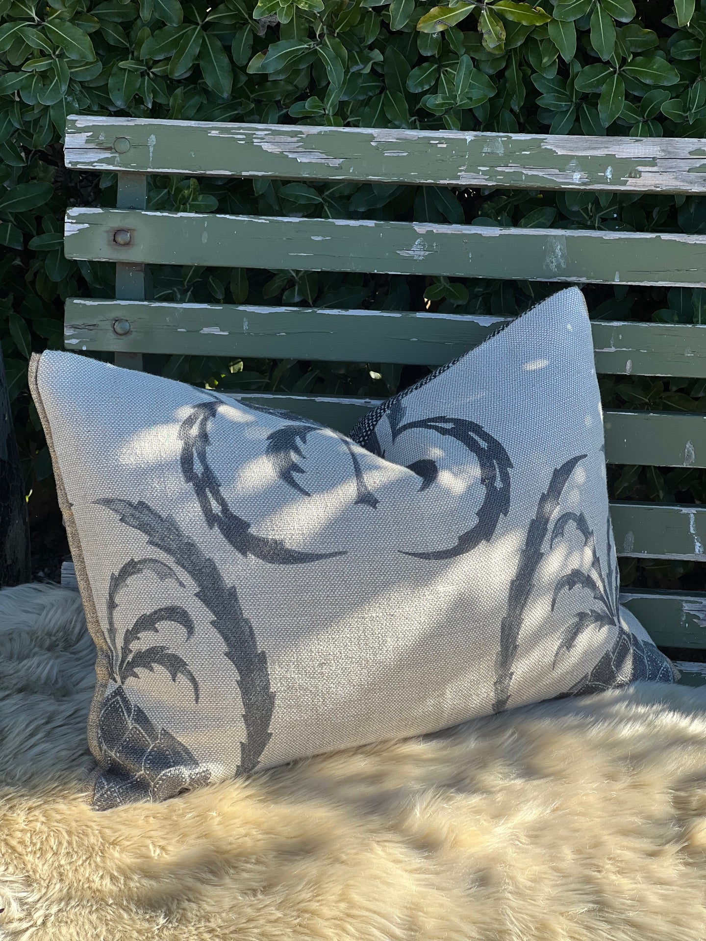 Nine Muses Charcoal Palm Cushion