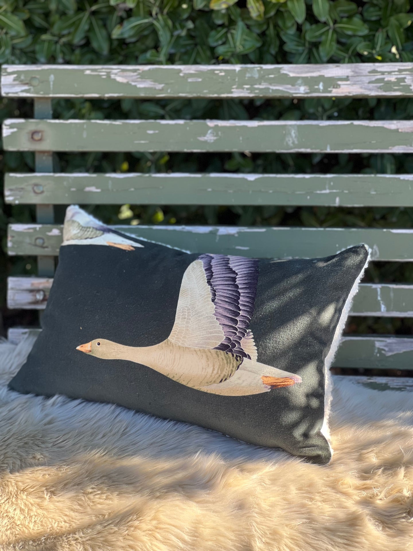 Sanderson Elysian Geese Velvet Cushion