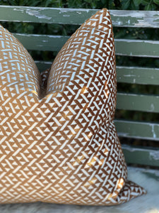Rust Geometric Velvet Cushion