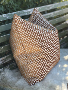 Rust Geometric Velvet Cushion