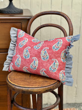 Load image into Gallery viewer, GP &amp; J Baker Patola Paisley Coral Frill Cushion
