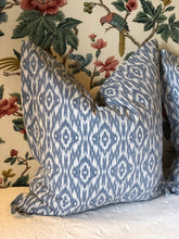 Load image into Gallery viewer, Blue Ikat Oxford Border Euro Cushion
