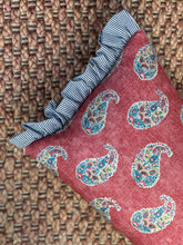 Load image into Gallery viewer, GP &amp; J Baker Patola Paisley Coral Frill Cushion
