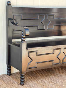 Antique Dark Wooden Settle