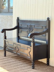 Antique Dark Wooden Settle