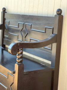 Antique Dark Wooden Settle