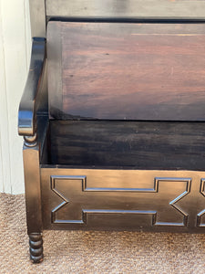 Antique Dark Wooden Settle