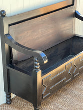 Load image into Gallery viewer, Antique Dark Wooden Settle
