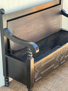 Antique Dark Wooden Settle