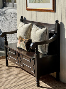 Antique Dark Wooden Settle