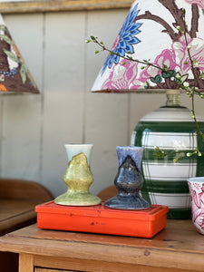 Pair of Vintage Studio Pottery Candle Holders