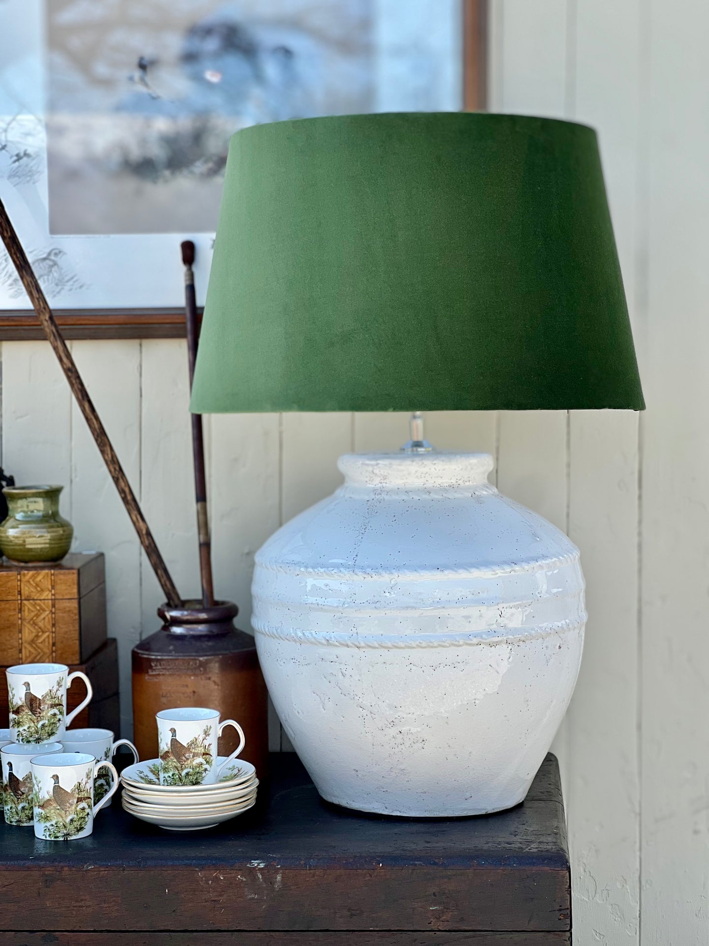 Lux Velvet Forest Green Lamp Shade