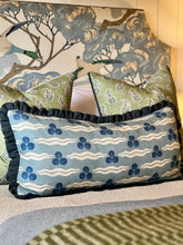 Load image into Gallery viewer, Ottoline Chintamani Antique Blue Ruffle Bolster
