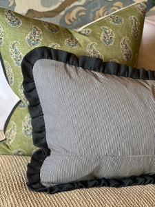 Ottoline Chintamani Antique Blue Ruffle Bolster