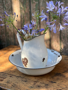 Vintage Enamel Jug & Bowl