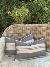 Load image into Gallery viewer, Waterloo Charcoal Wool/Linen Stripe Cushion
