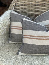 Load image into Gallery viewer, Waterloo Charcoal Wool/Linen Stripe Cushion
