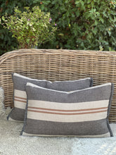 Load image into Gallery viewer, Waterloo Charcoal Wool/Linen Stripe Cushion
