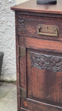 Load and play video in Gallery viewer, Antique Bow Front Dark Oak Sideboard
