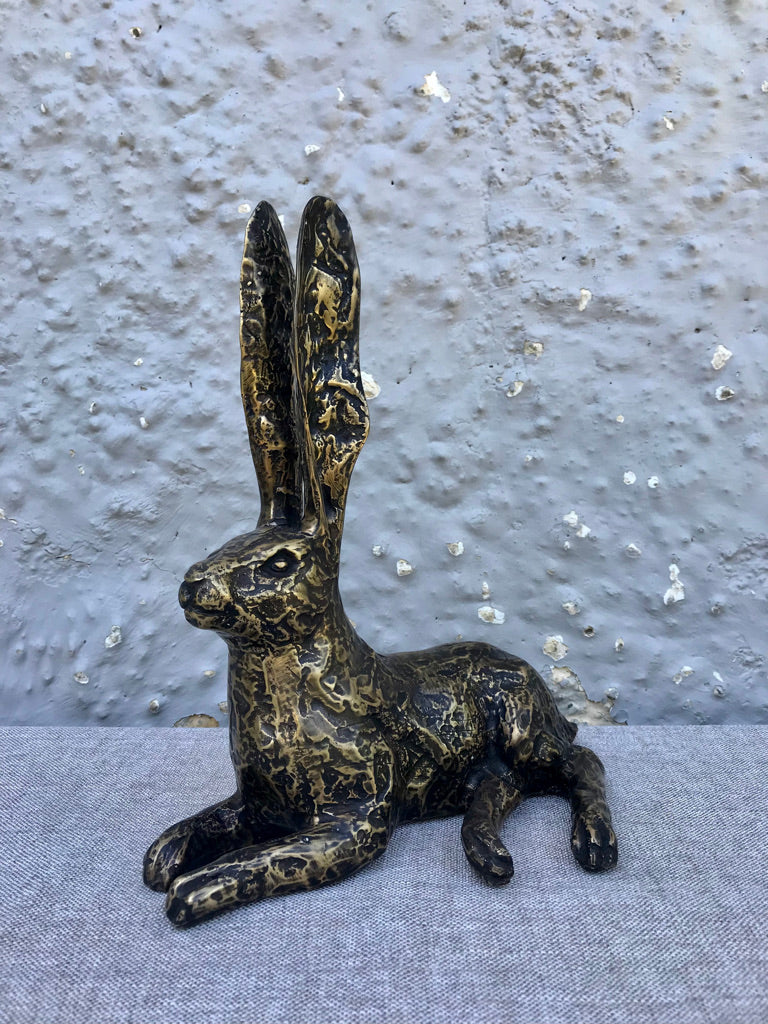Large Brass Hare - Ears Up