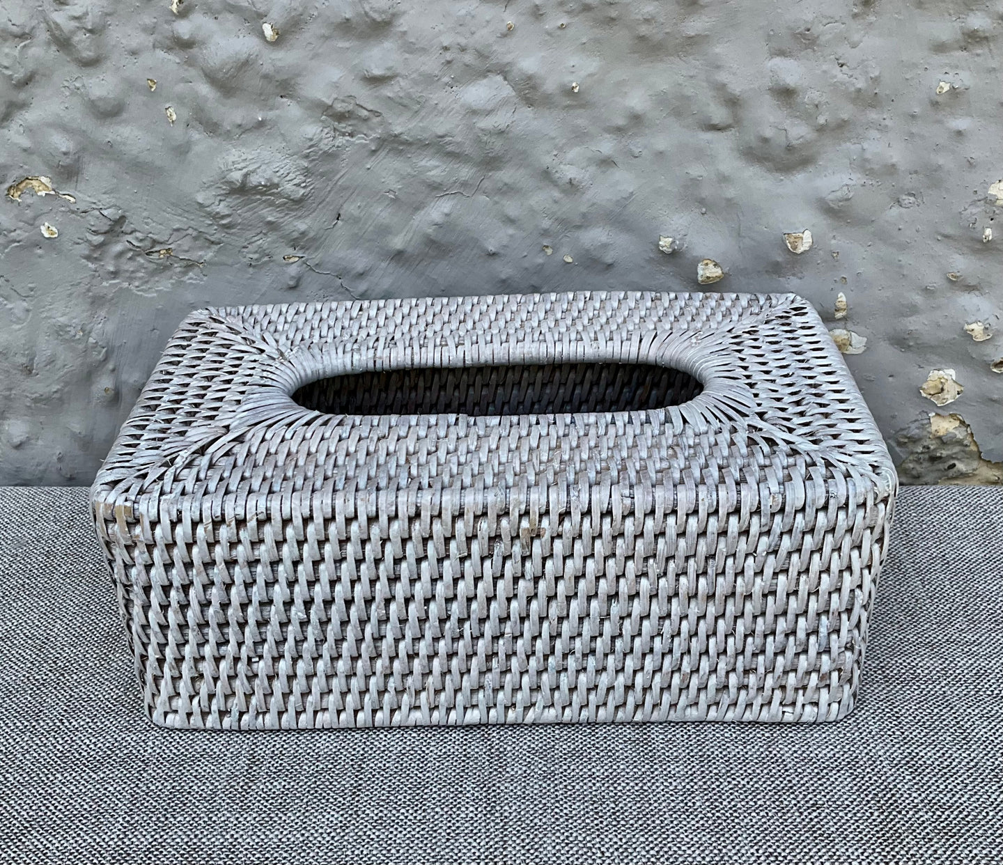 White Wicker Tissue Box Cover