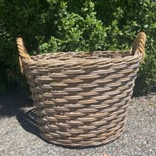 Load image into Gallery viewer, Large Rope Handle Large Weave Round Cane Basket
