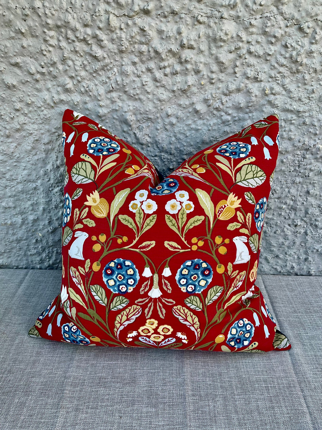 Red Floral Rabbit Cushion